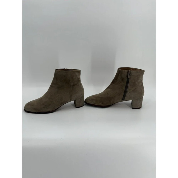 Via Spiga Side Zip Suede Tan Bootie US 7 M EUR 37 Block Heel Easy Wear - Picture 3 of 10